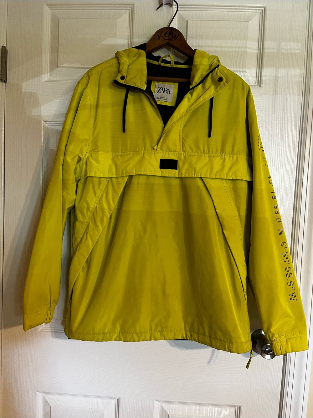 Zara Men’s Bright Yellow Hooded Anorak Windbreaker